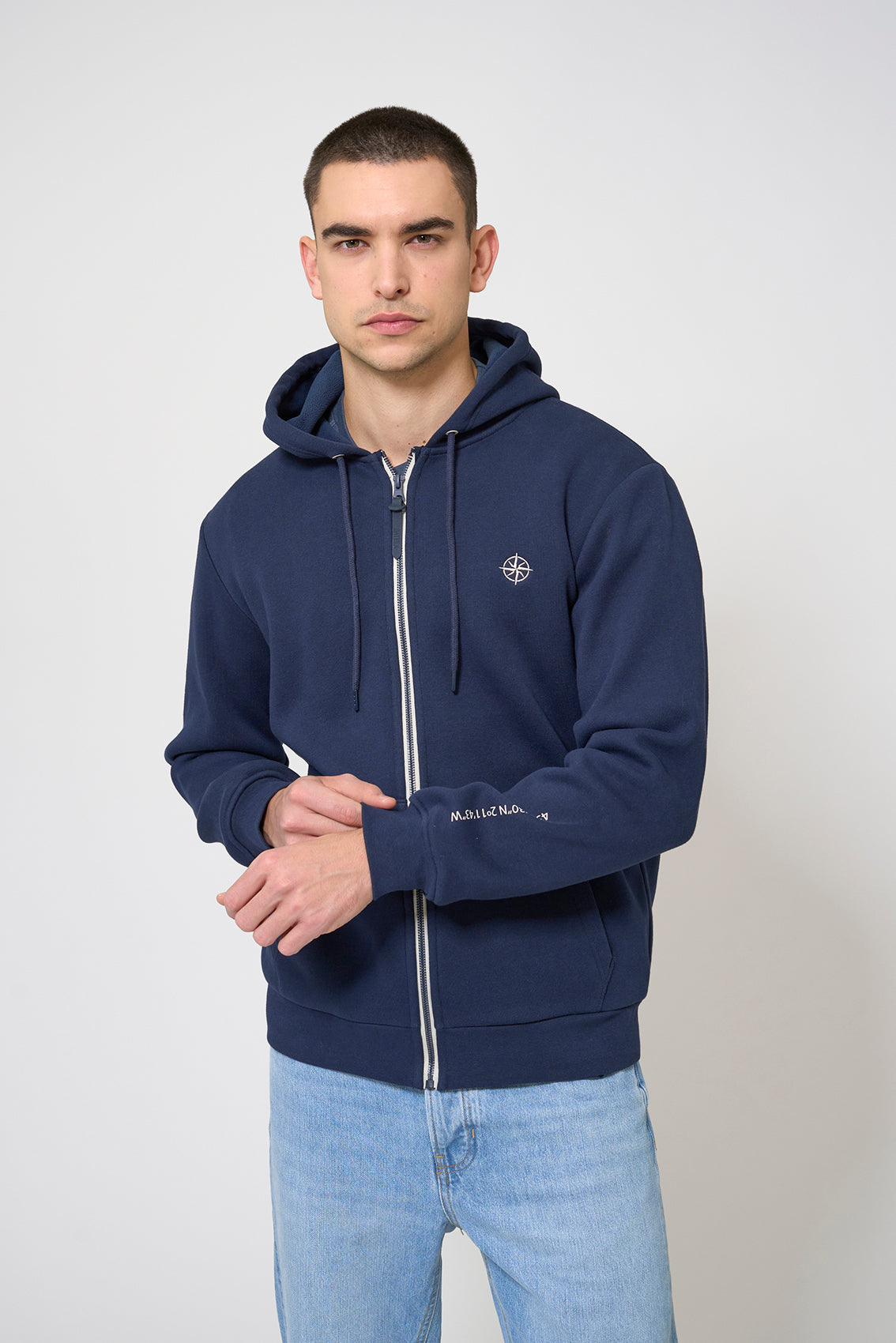 Zip-up sweatshirt with embroidery on the chest