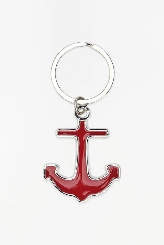Llavero esmaltado con forma de ancla roja
