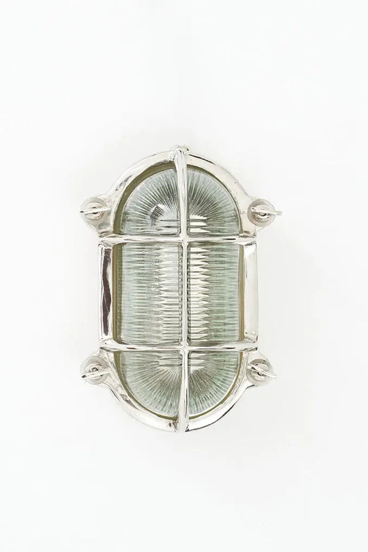 Aplique vintage de aluminio y vidrio ovalado Batela Deco 2024