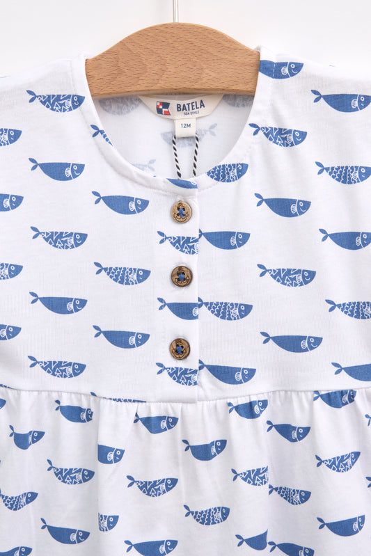 Vestido de bebé sin mangas estampado playero