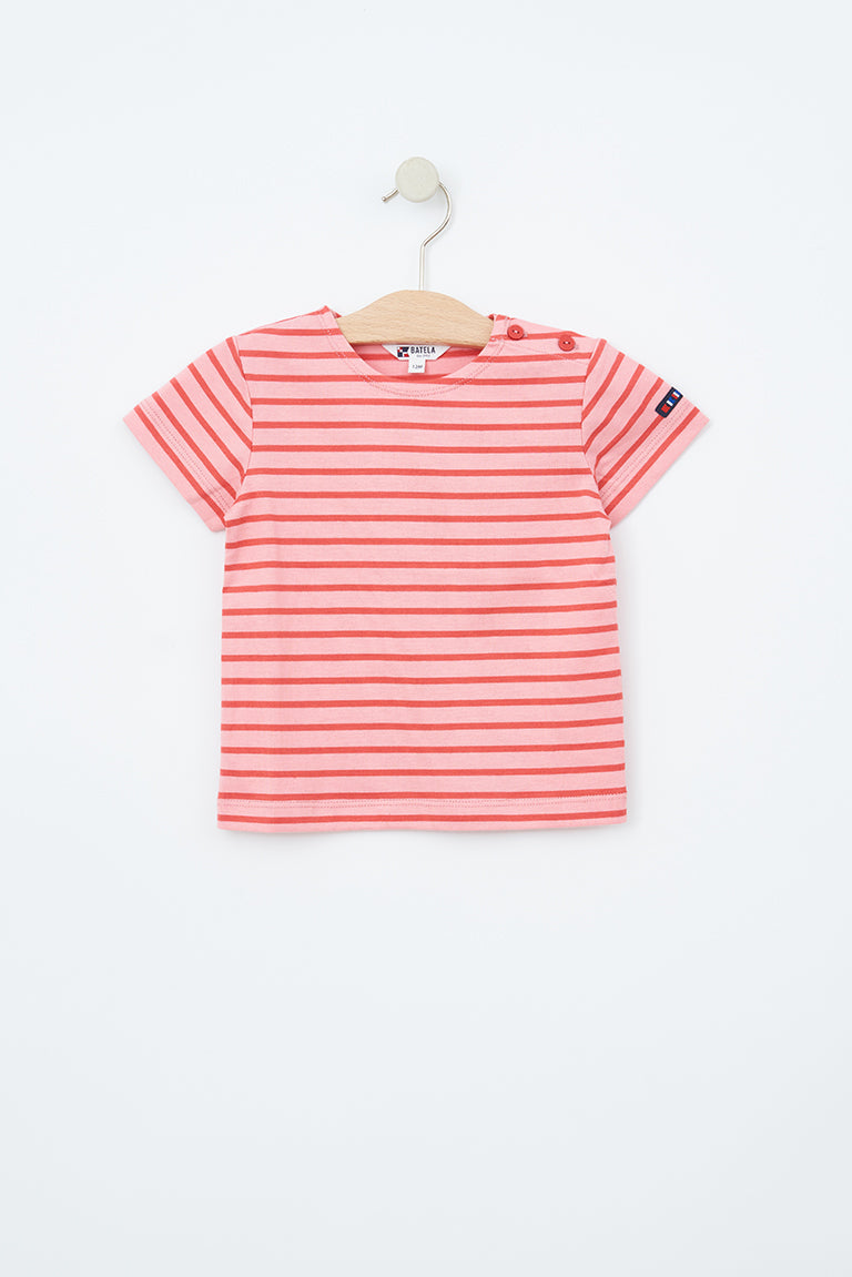 Baby cotton short-sleeved t-shirt with sailor stripes - (OUTLET) SS25