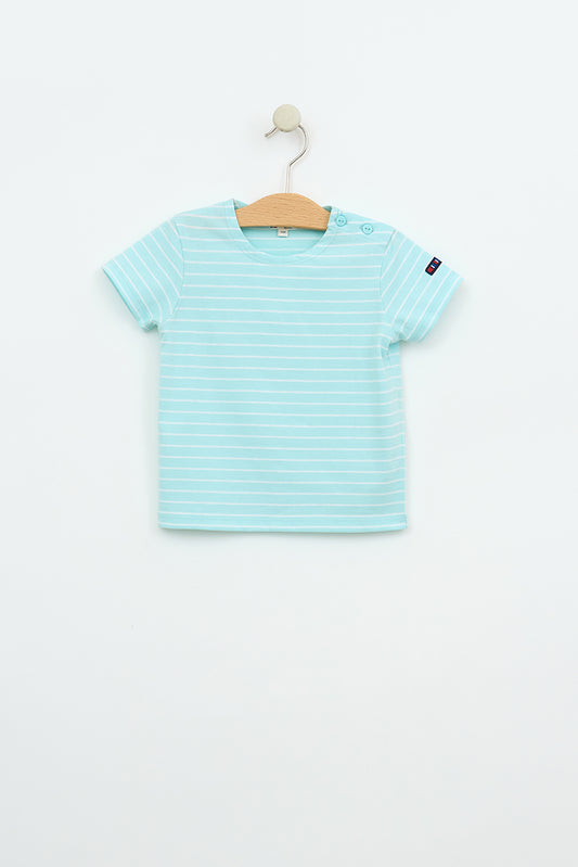 Camiseta de bebé manga corta raya marinera