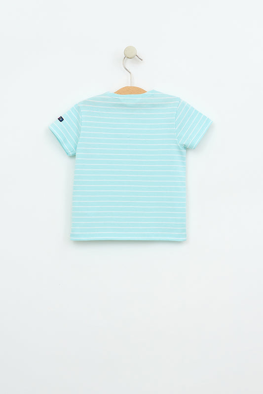 Camiseta de bebé manga corta raya marinera