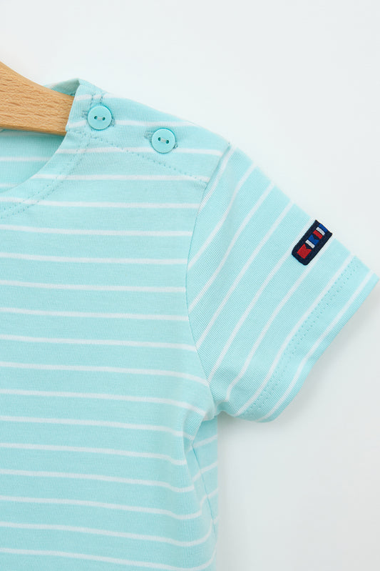 Camiseta de bebé manga corta raya marinera
