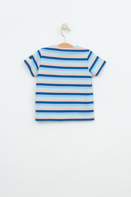 Camiseta de bebé manga corta raya marinera