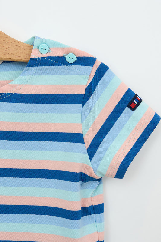 Camiseta de bebé manga corta raya marinera