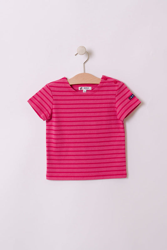 Baby cotton short-sleeved t-shirt with sailor stripes (OUTLET) SS25