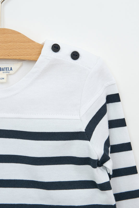 Camiseta de bebé manga larga raya marinera