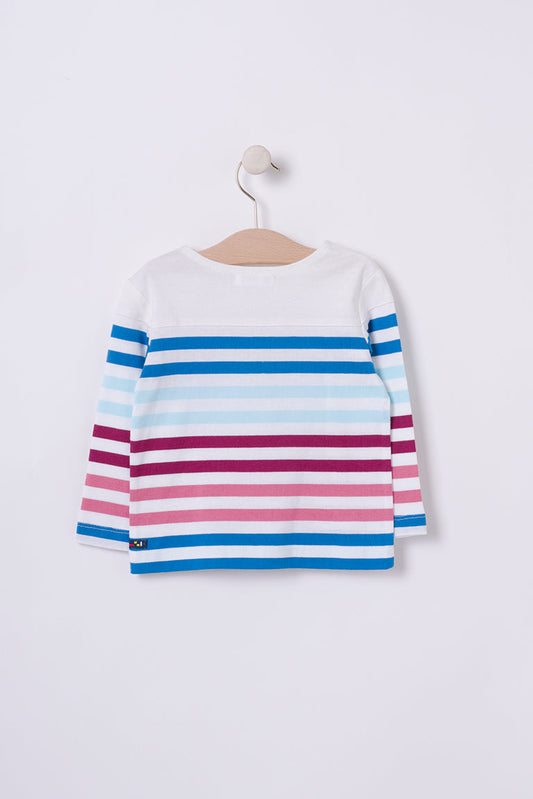 Long-sleeved cotton baby t-shirt with sailor stripes - B2422 Outlet