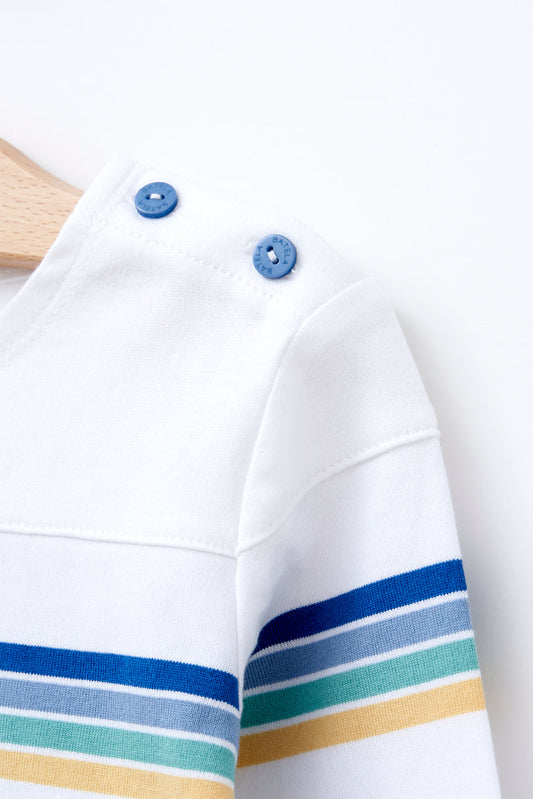 Long-sleeved cotton baby t-shirt with sailor stripes - B2422 Outlet
