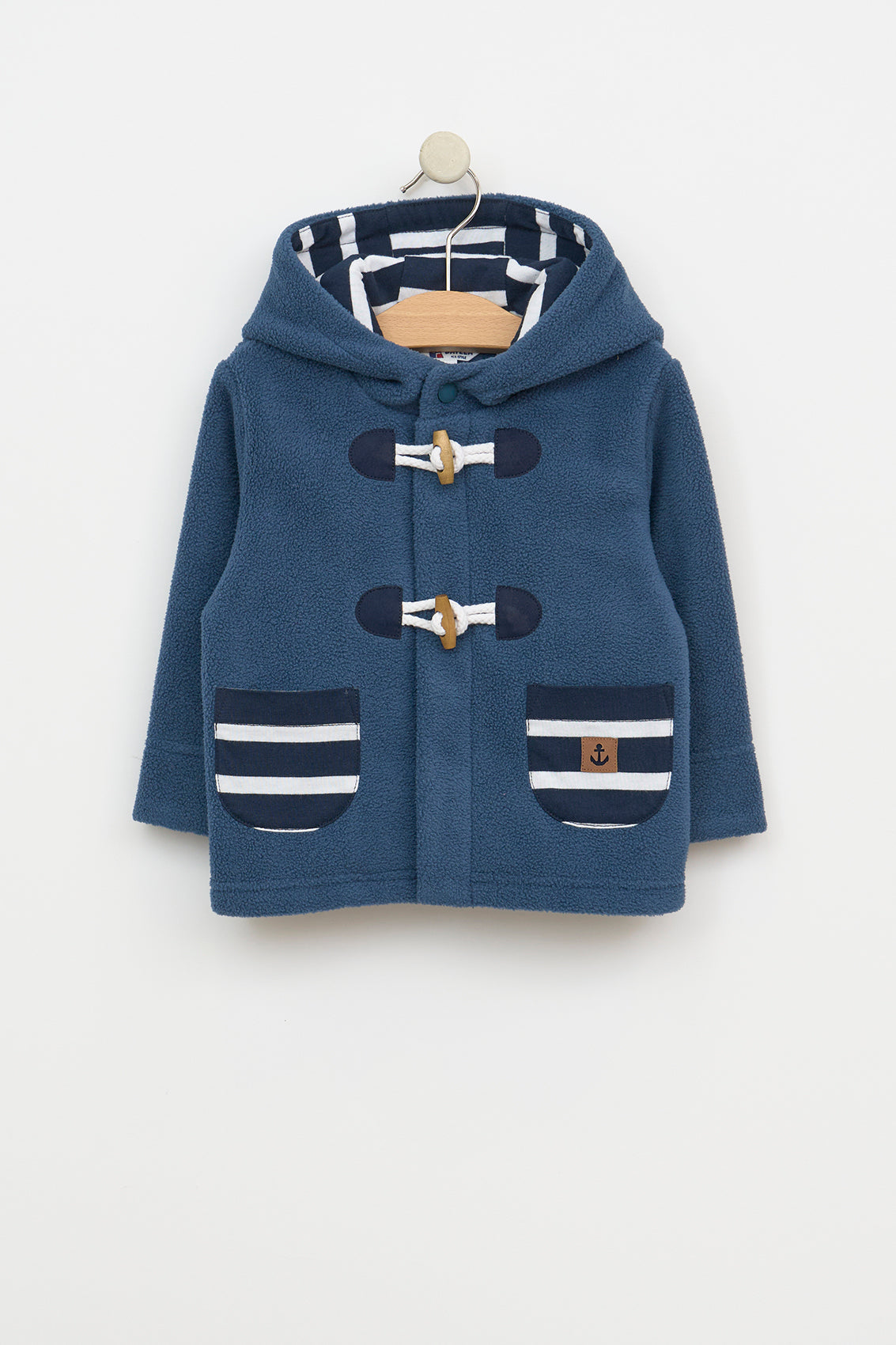 Veste polaire à capuche avec détails à rayures