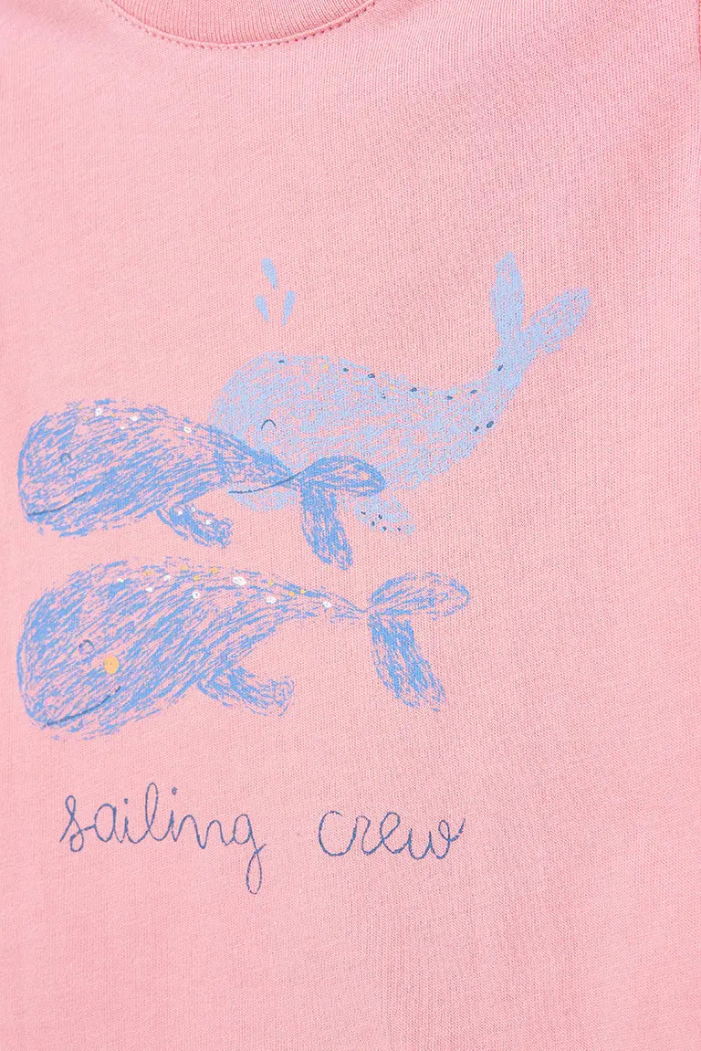 "Sailing Crew” haurtxoentzako mahuka motzeko kotoizko kamiseta