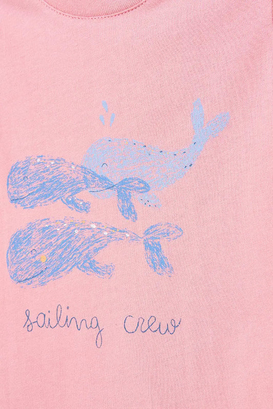 "Sailing Crew” haurtxoentzako mahuka motzeko kotoizko kamiseta