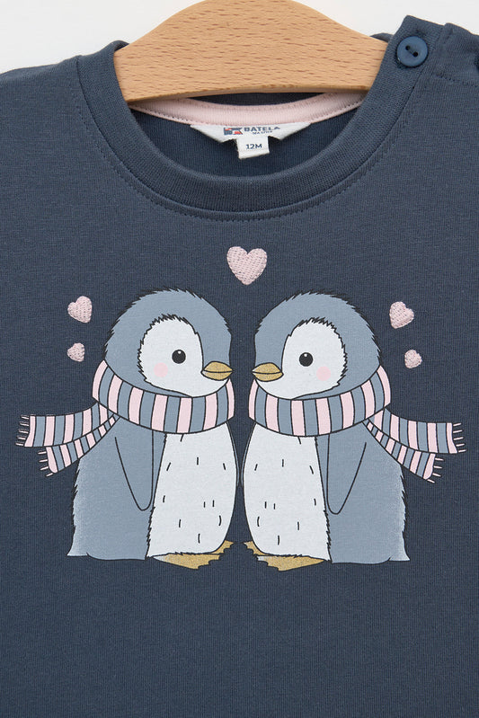 Mahuka luzeko kamiseta, pinguino-bikote batekin