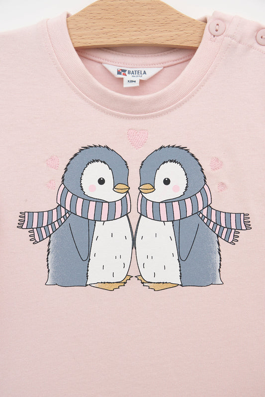 Camiseta de manga larga pareja de pingüinos