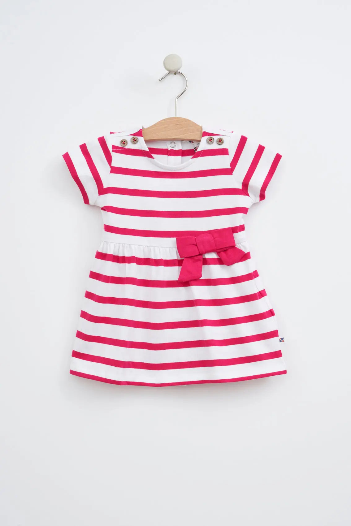 Vestido algodón bebe manga corta raya marinera