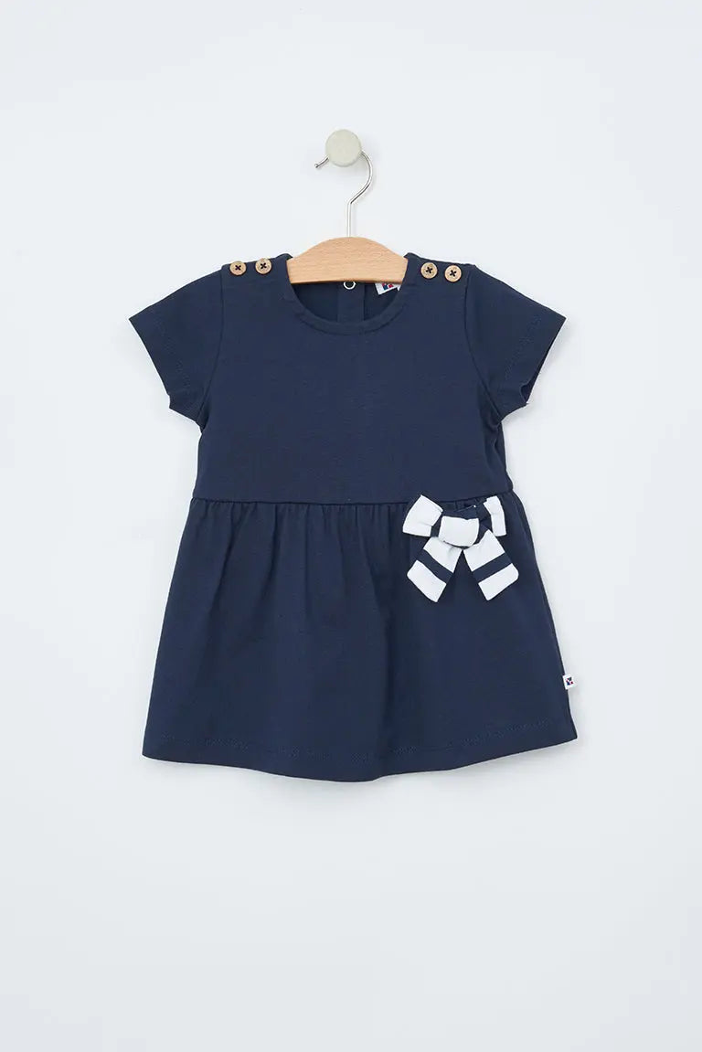 Vestido algodón bebe manga corta raya marinera