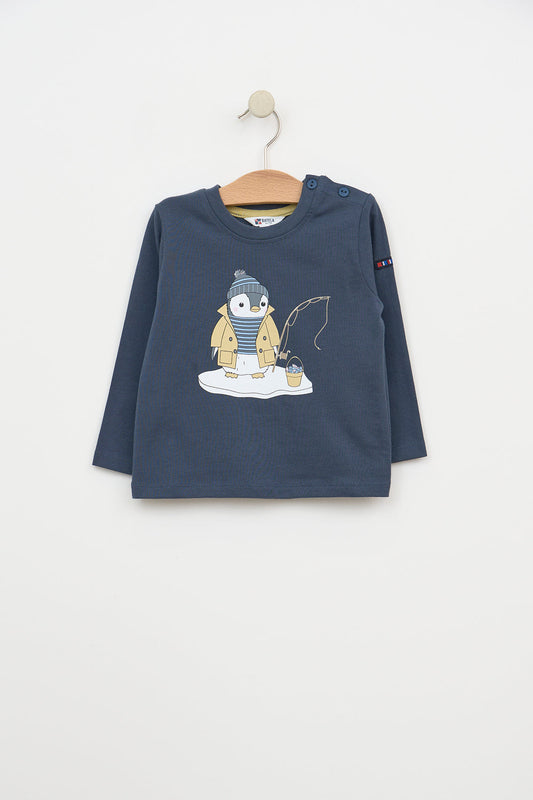 Mahuka luzeko kamiseta, pinguino batekin