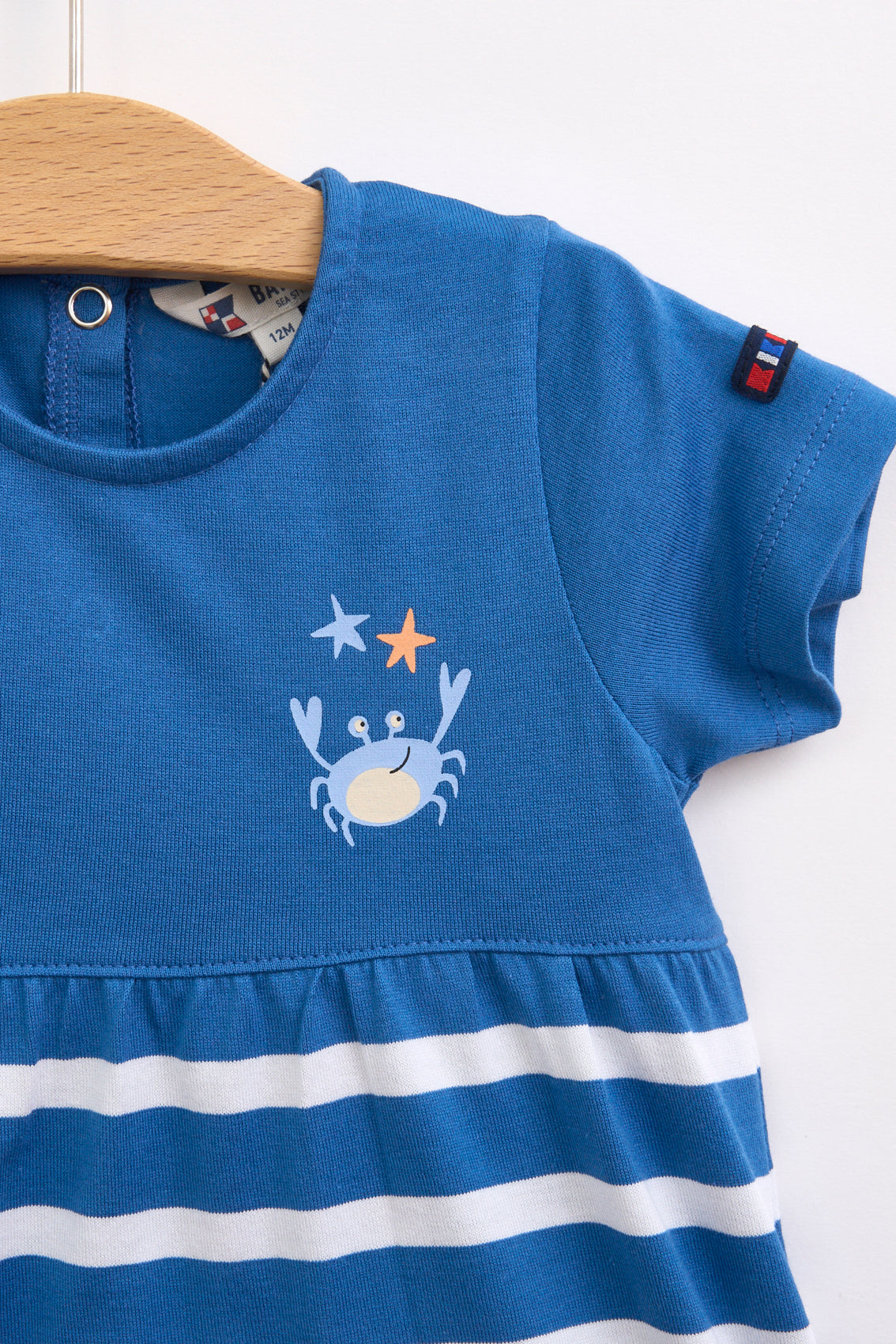Robe bébé avec crabe et jupe rayée