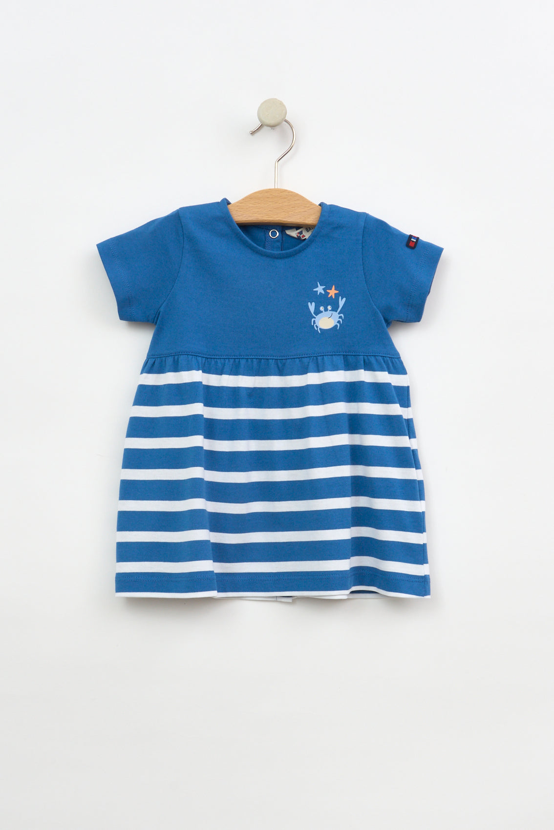 Robe bébé avec crabe et jupe rayée