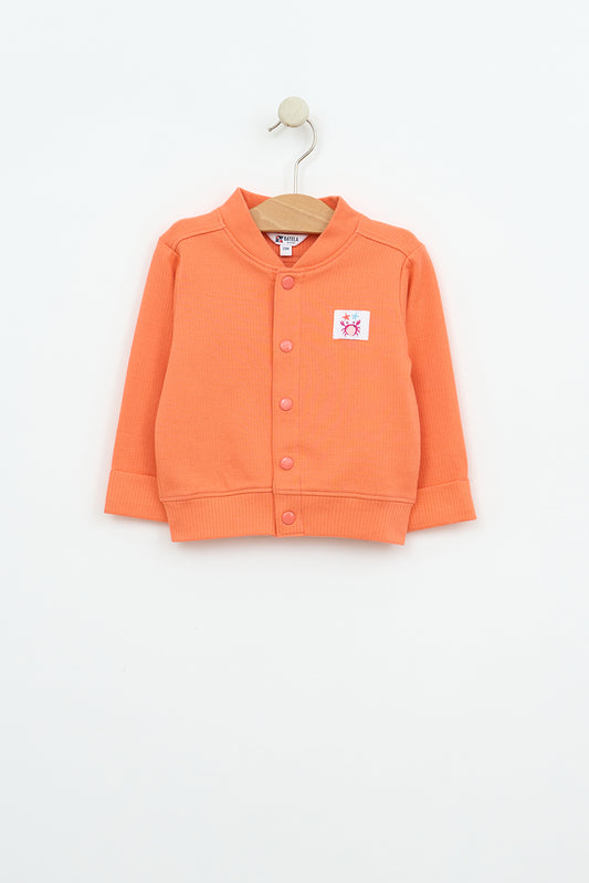 Baby ribbed cotton bomber jacket