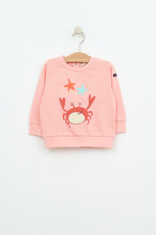 Baby sweatshirt in Terry cotton with beach print