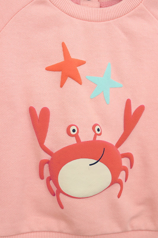 Baby sweatshirt in Terry cotton with beach print