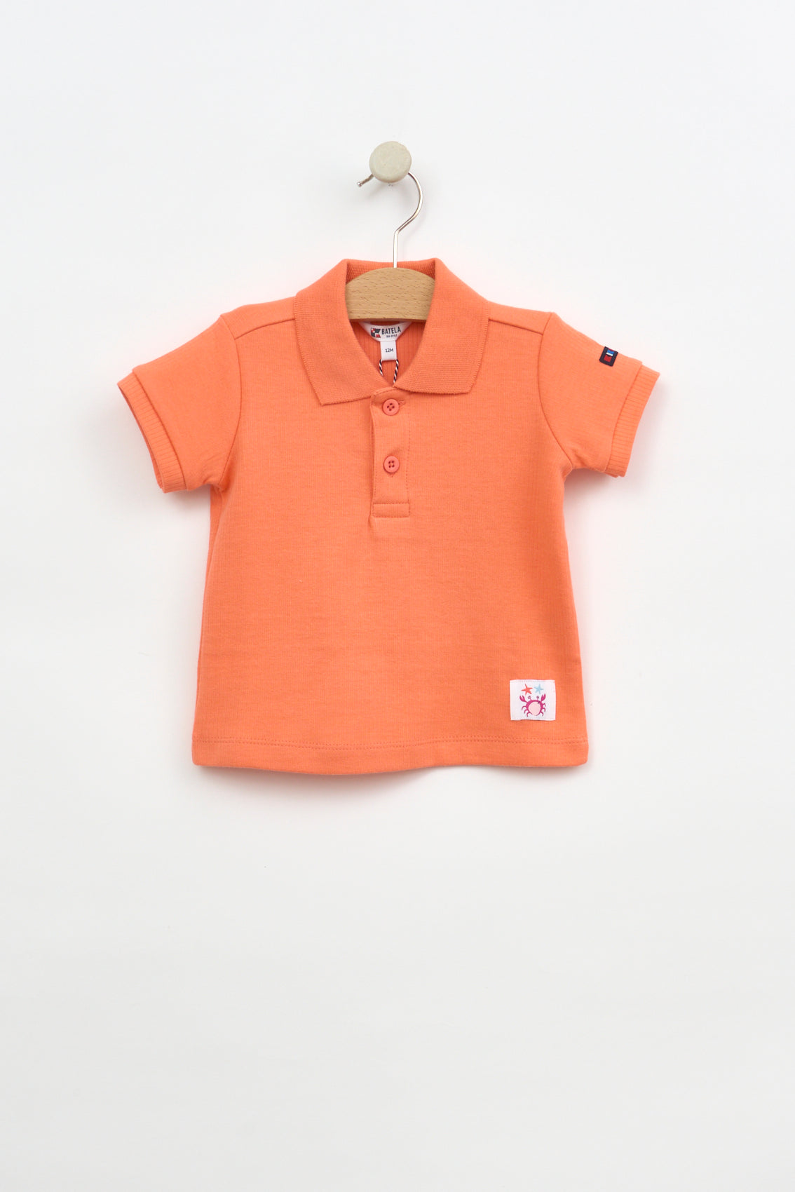 Baby ribbed cotton polo shirt with patch
