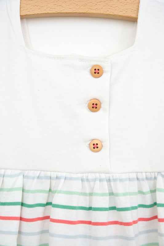 Vestido de bebé tirantes y falda a rayas