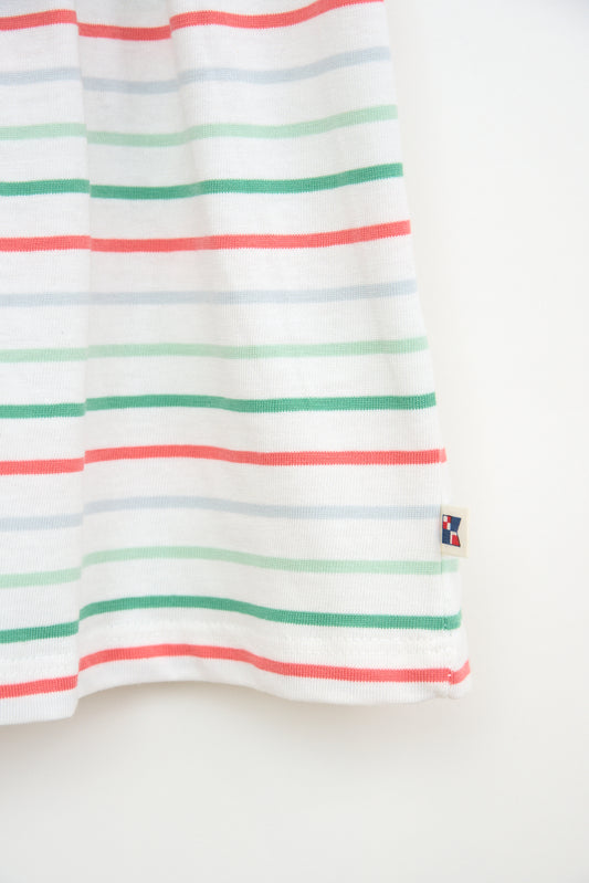 Vestido de bebé tirantes y falda a rayas