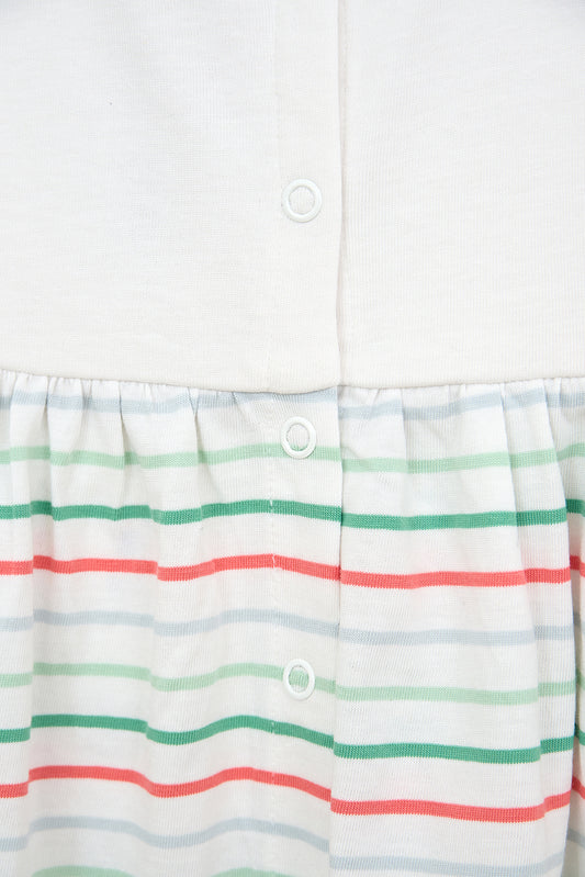 Vestido de bebé tirantes y falda a rayas