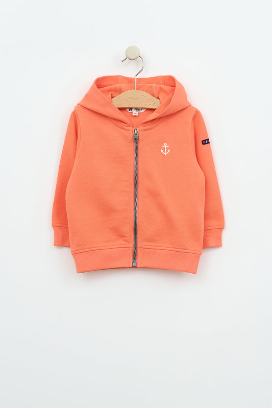 Chaqueta bebé de algodón Terry con capucha