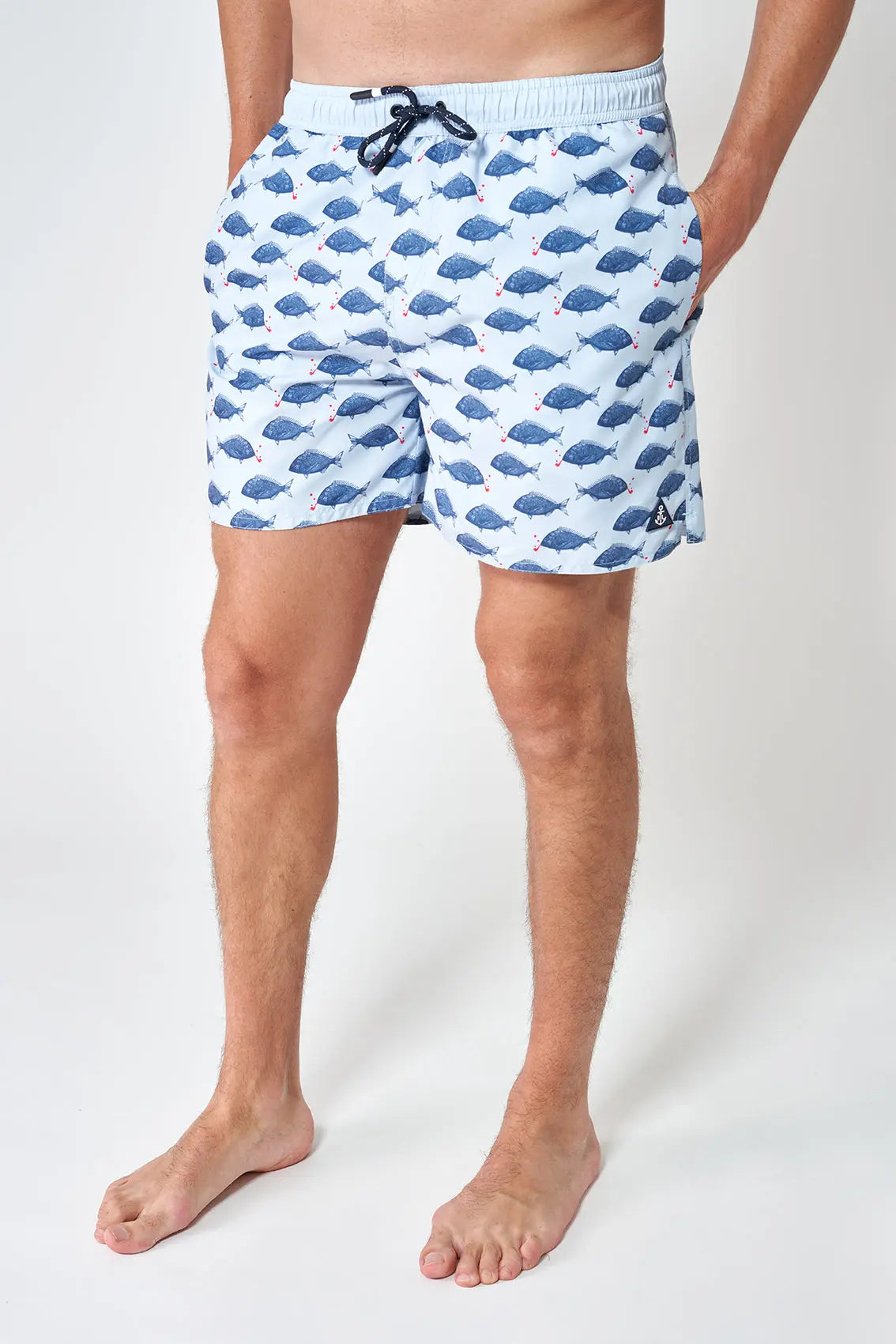 Printed polyester short swimsuit