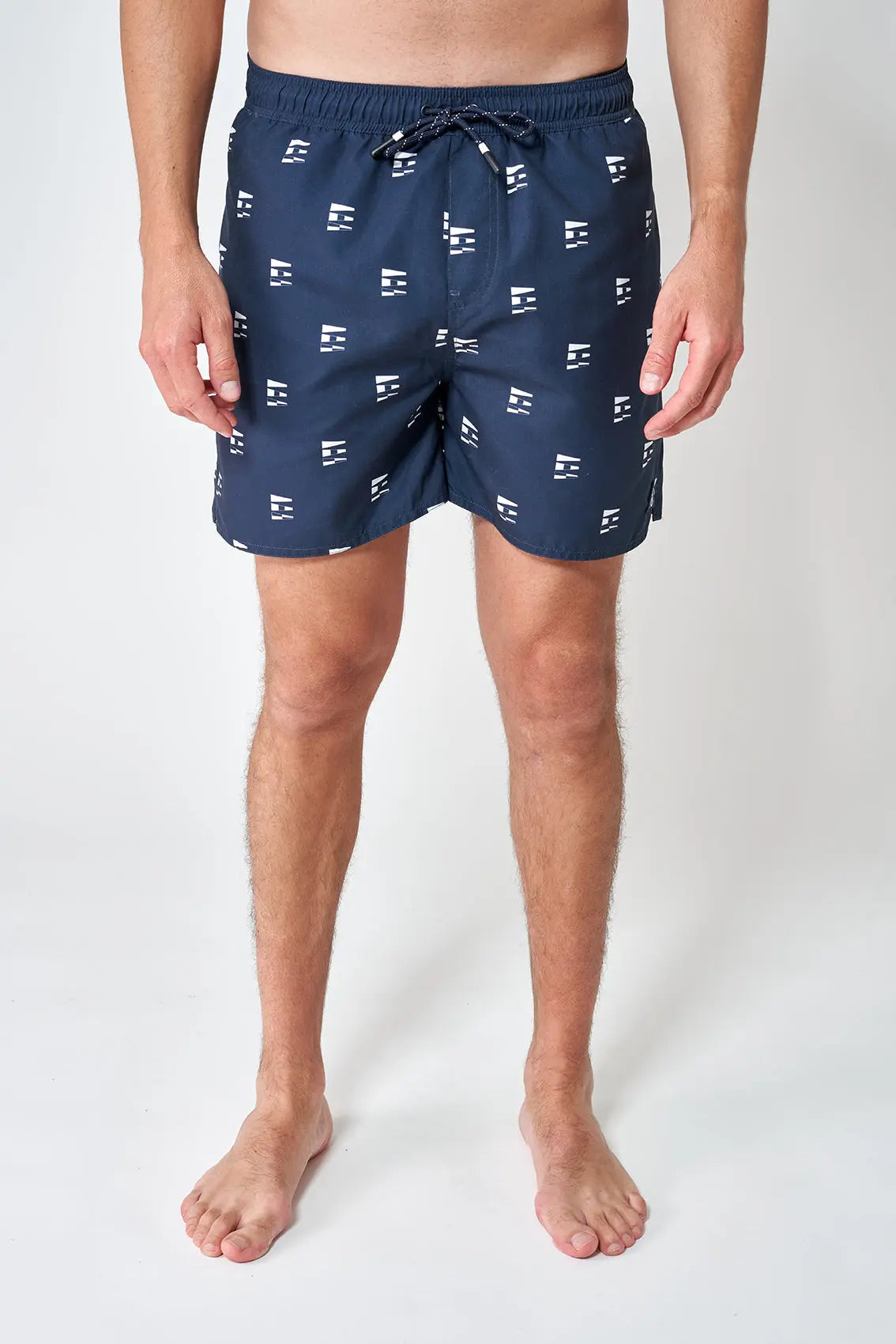 Printed polyester short swimsuit