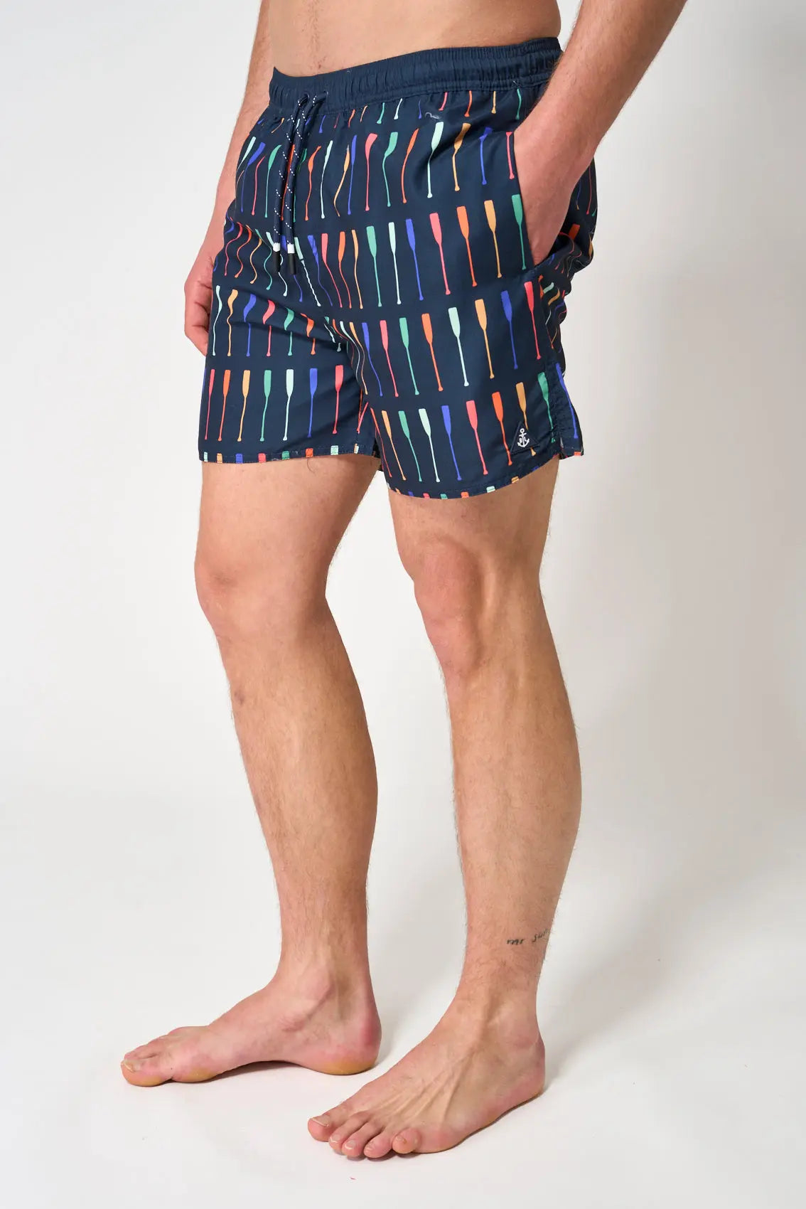 Printed polyester short swimsuit