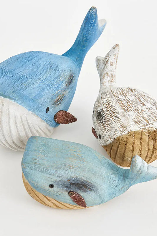 Ballena decorativa de madera y metal mediana