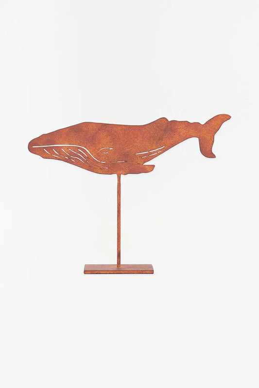 Ballena decorativa en hierro con base