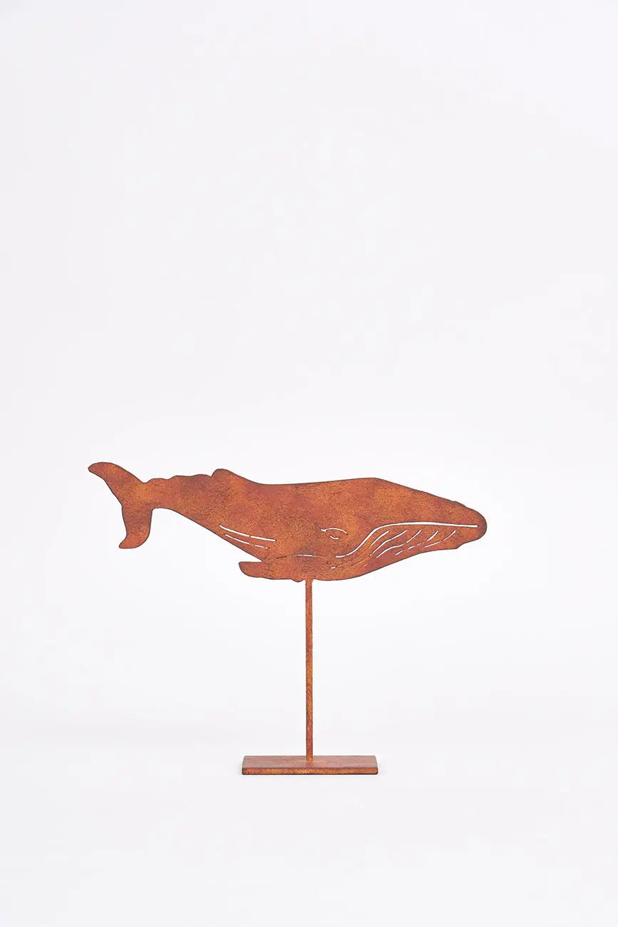 Ballena decorativa en hierro con base