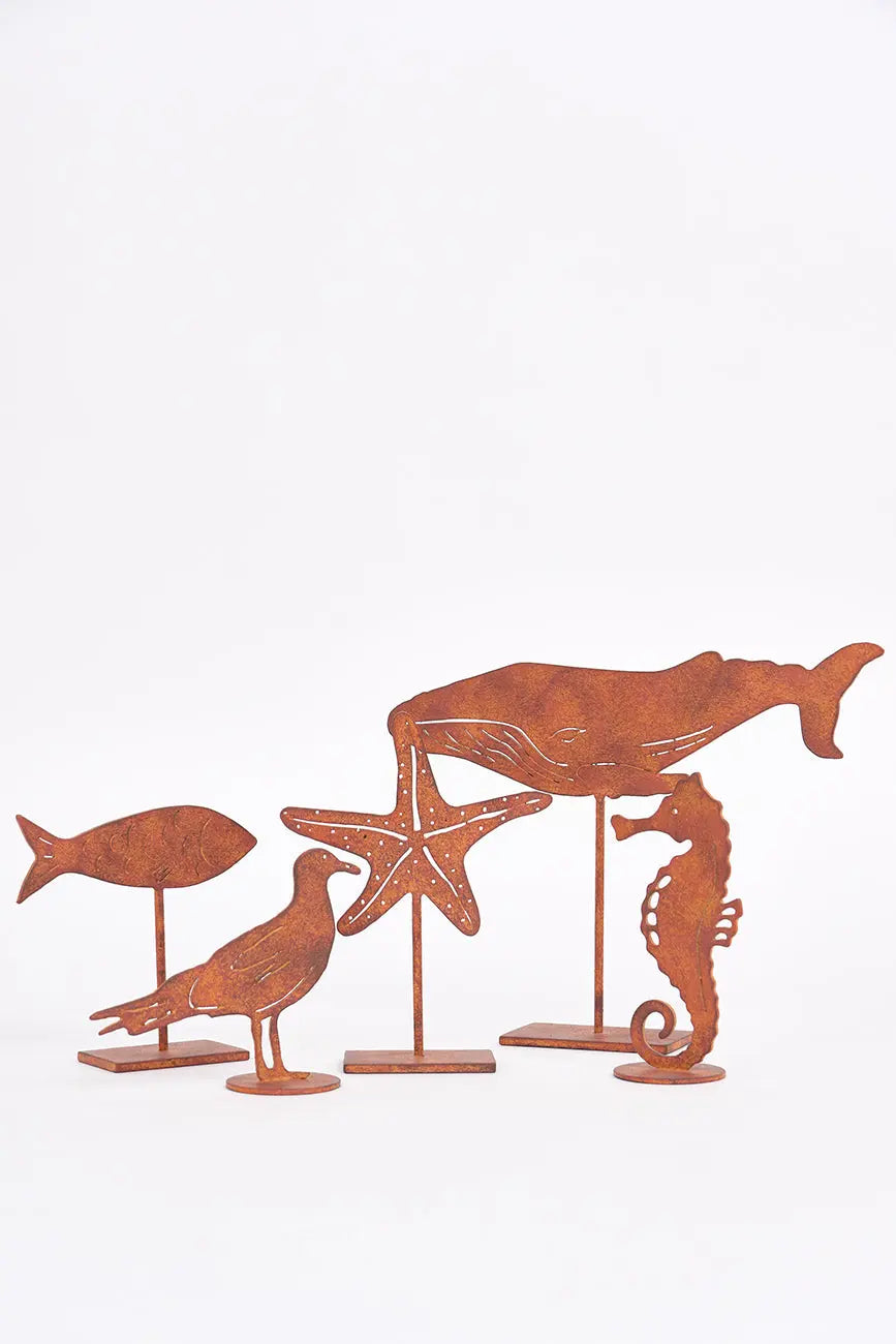 Ballena decorativa en hierro con base