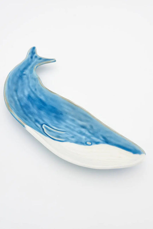 Bandeja ballena en porcelana color azul