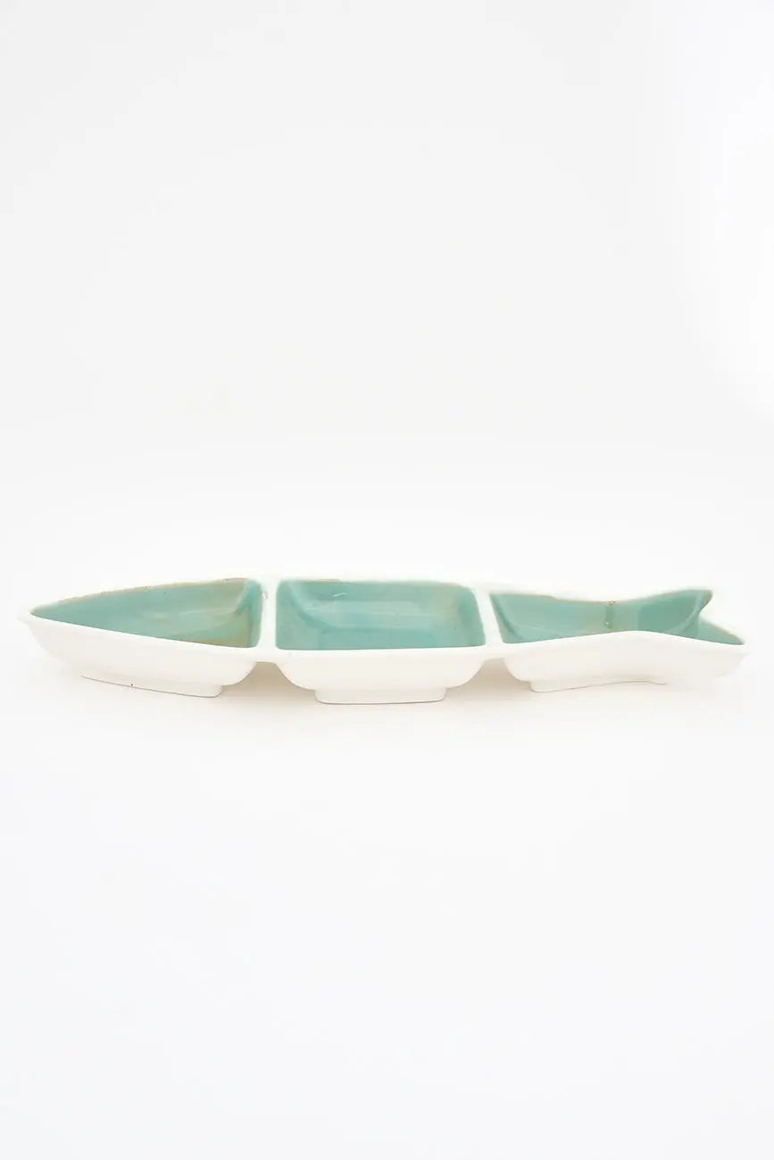3-section porcelain fish tray