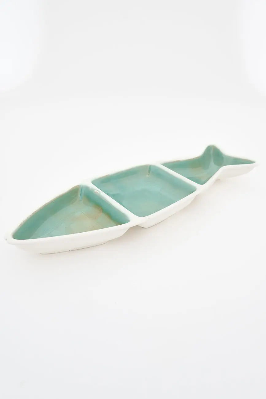 3-section porcelain fish tray