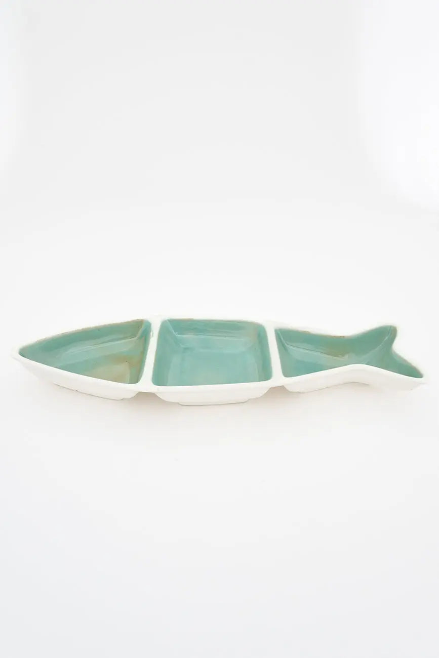 3-section porcelain fish tray