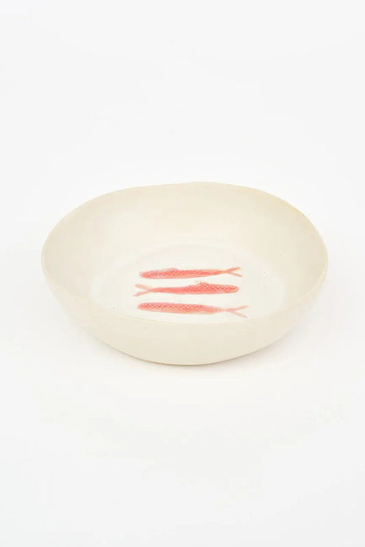 Bol bajo con peces en cerámica