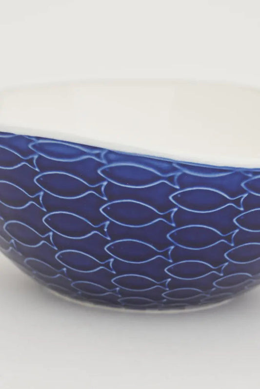 Grand bol en céramique avec poisson en relief