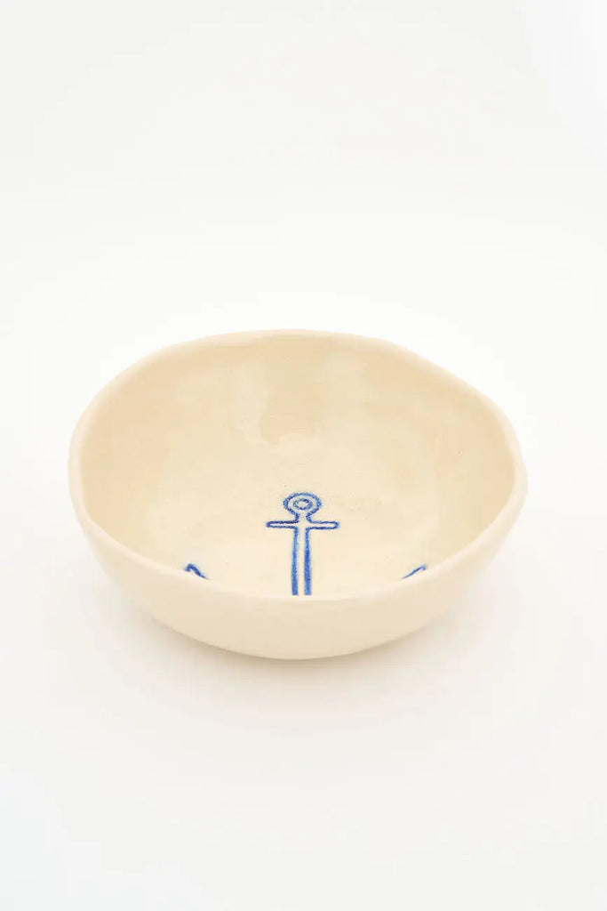 Bol de gres con detalle de ancla azul