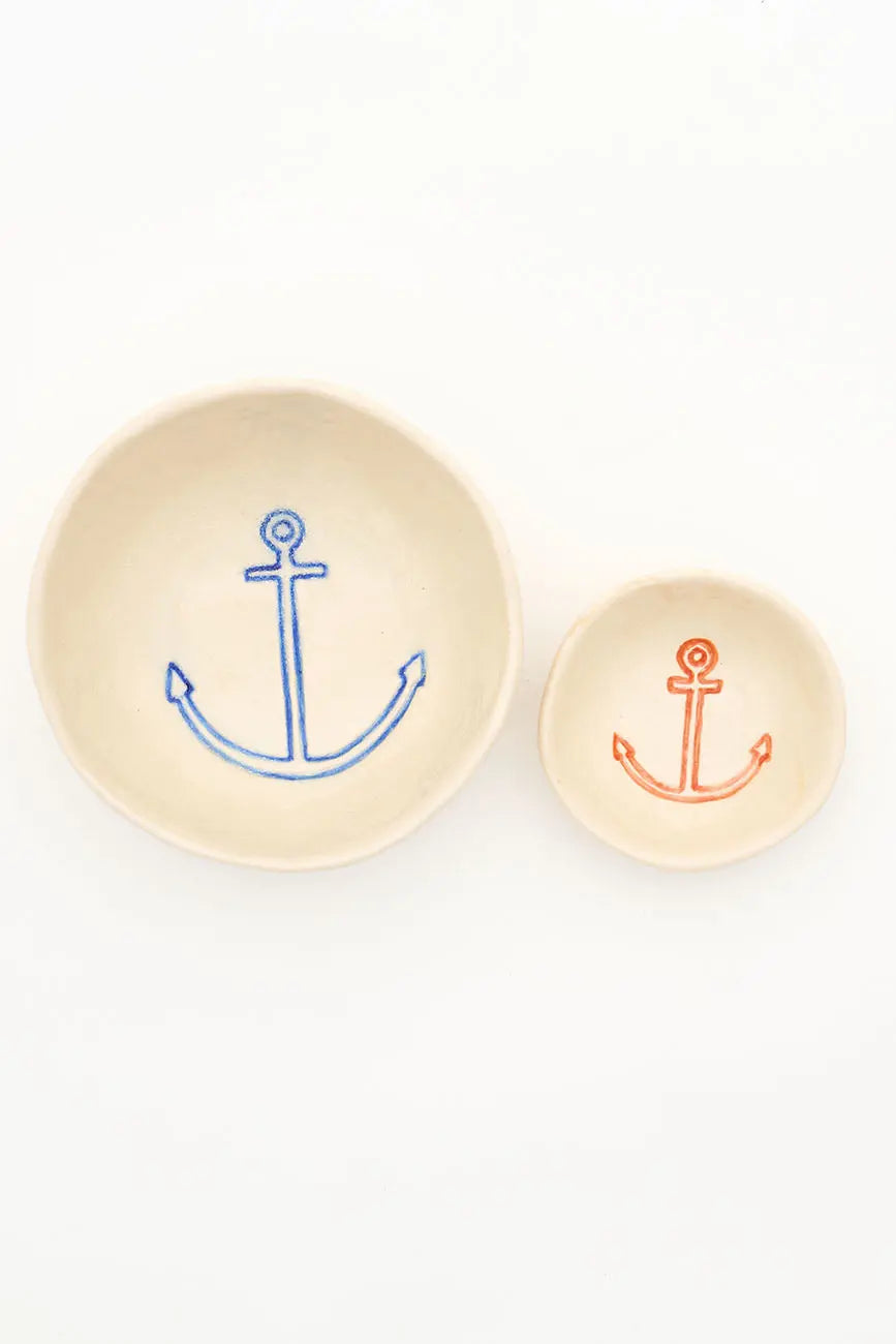 Bol de gres con detalle de ancla azul