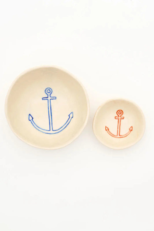 Bol de gres con detalle de ancla azul