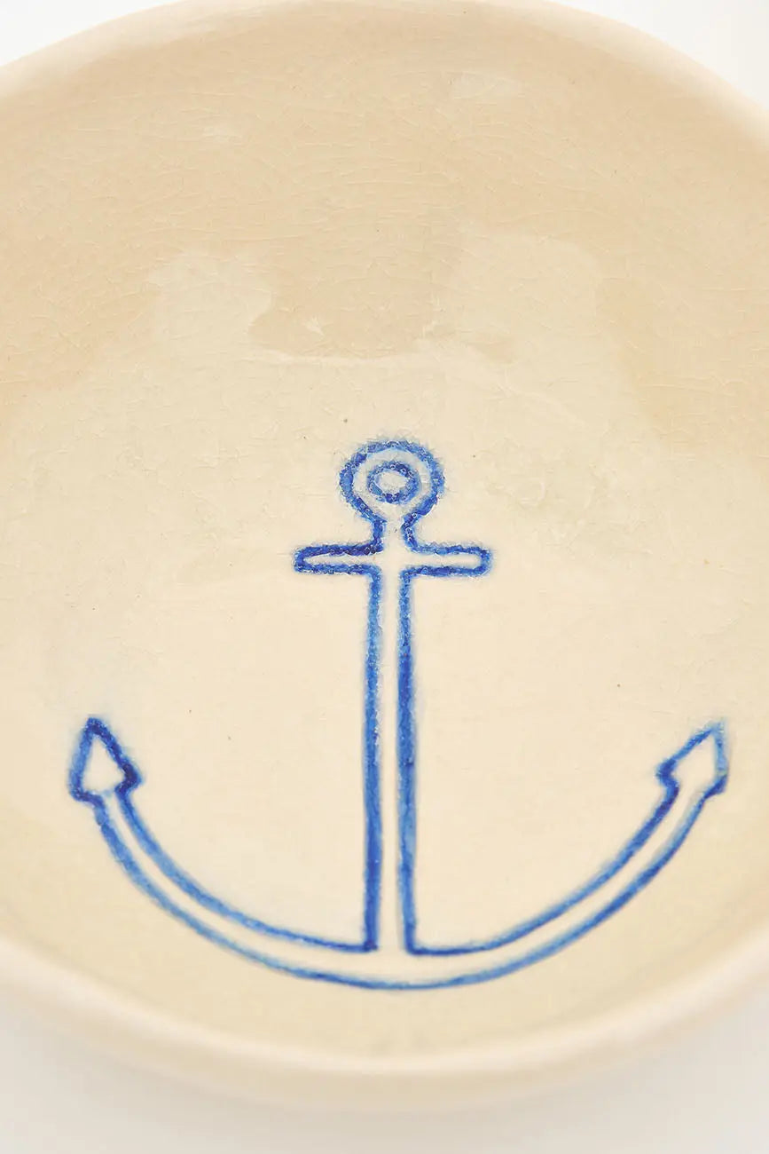 Bol de gres con detalle de ancla azul