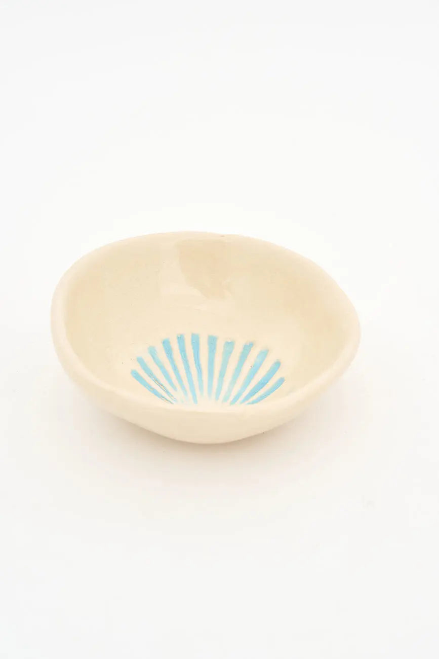 Bol de gres con detalle de concha turquesa